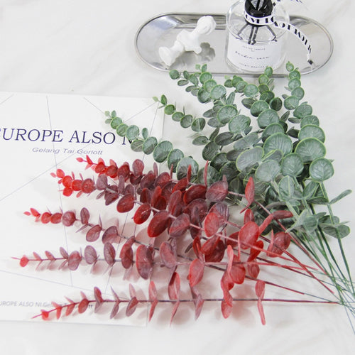 1 Piece Simulation Eucalipto Single Artificial Eucalyptus Leaf Artificial Plants For Wedding Shooting Prop Home Decoration