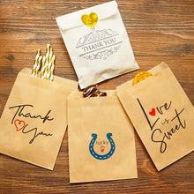 Load image into Gallery viewer, 25pcs Thank You Kraft Paper Bag Colorful Polka Dots Striped Chevron Paper Gift Bag Wedding Candy Bags Birthday Gift Packaging
