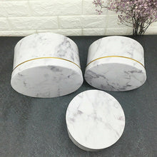 Load image into Gallery viewer, 3 Pcs Florist Flowers Gifts Box Marble Pattern Round Packing Case for Wedding Party PAK55