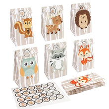 Load image into Gallery viewer, OurWarm 12Pcs Safari Animals Paper Gift Bag Jungle Party Decorations Sweet Candy Packaging Bags Woodland Birthday Party Supplies